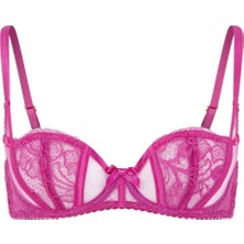 Agent Provocateur Rozlyn Magenta Balconette Destekli Sütyen - Dantel ve Şeffaf Tüllü Kadın Iç Giyim