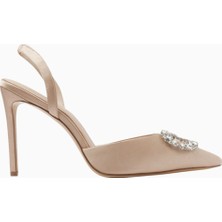 Nass Kyra 100 Kristal Tokalı, Saten Slingback Stiletto