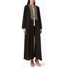 Zah Design Modern Geometrik Detaylı Şifon Abaya ile Şıklığı Yakalayın
