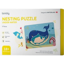 Bimbly Ahşap Deniz Temalı Puzzle 5 Parça Eğitici ve Ekolojik Oyuncak 18 Ay+