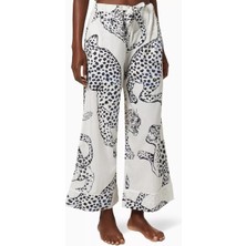 Desmond & Dempsey The Jag Kadın Lüks Pamuklu Pijama Pantolonu Jaguar Desenli Geniş Paça