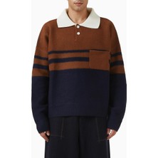 Wales Bonner Yün Karışımlı Calm Oversize Polo Kazak, Vintage Spor Esintisi