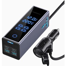 Powerology 300W 2 Ac Çıkışlı Araç Güç Invertörü, Gri