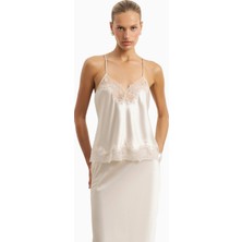 Because Of Alice Satin Lace Detail Camisole V Yaka Kadın Bluz