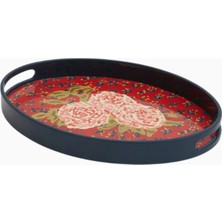 Lisa Corti Leopard Flower Oval Lacquered Wood Tepsi