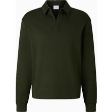 Bogner Lionel Lüks Spor Stil Erkek Haki Polo Sweatshirt