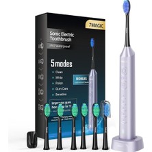 7MAGIC Knight Blue Sessiz Sonic Elektrikli Diş Fırçası 5 Modlu, 40000 Vpm, 90 Gün Şarjlı