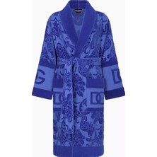 Dolce & Gabbana Casa Unisex Logo Jakarlı Bornoz, Pamuklu, Yumuşak Doku, Şık Görünüm