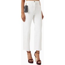 Elisabetta Franchi Mini Çanta Detaylı, Kısa Paça Straight Fit Denim Jean
