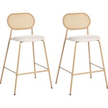 Beliani Adaver 2'li Rattan Bar Sandalyesi Seti, 72 Cm, Retro Stil, Açık Ahşap Görünümlü Tasarım