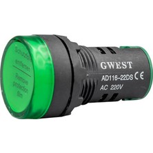Gwest 22-Y 220V 22MM Yeşil Ledli Sinyal Lambası