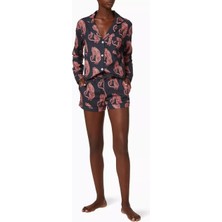 Desmond & Dempsey Sansindo Tiger Kadın Lüks Pamuklu Pijama Takımı Kaplan Desenli Şortlu Set
