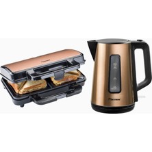 Bestron Copper Koleksiyonu Tost Makinesi ve Su Isıtıcı Kettle Seti