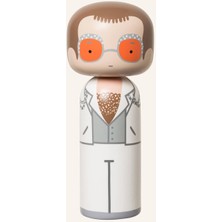 Lucie Kaas Elton John Figürü, Kokeshi Tarzında El Boyamalı, 14,5 cm