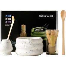 Nideen Seremoniye Uygun 5 Parça Matcha Seti Bambu Çırpıcı, Seramik Kase ve Kaşık ile Çay Ritüeli