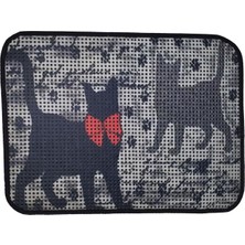 ‎Miapet Miapet Elekli Desenli Kedi Tuvalet Önü Paspası 60 x 45 cm Patiler