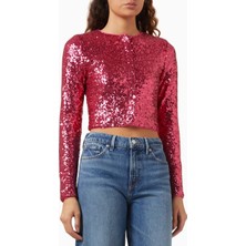 Good American Payet Detaylı Cardigan, Işıltılı Günlük-Şık Kadın Hırka