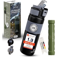 Survivo 660 ml Su Arıtmalı Çelik Matara Hayatta Kalma Kamp Seyahat Acil Durum Şişesi