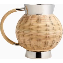 Crate & Barrel Jake Arnold Romsey Hasır Metal Sürahi, 67 Oz El Dokuması Rattan & El Cilalı Paslanmaz Çelik