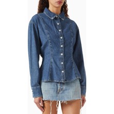 EB Denim Mavi Rose Gömlek - Denim - Klasik & Modern Tasarım, Fitted Silhouette & Düğmeli Ön