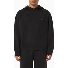 Maniere De Voir Eiffel Hoodie, Siyah Örgü Kapüşonlu Üst, Işlemeli Logo ve Yivli Detaylar