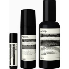 Aesop. Aesop Sun Care Trio Güneş Koruyucu Yüz, Vücut ve Dudak Bakım Seti