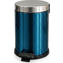 Venus Hyj-3l 3 Litre Pedallı Çöp Kovası Paslanmaz Çelik Mavi Sessiz Kapaklı Mini Çöp Kutusu