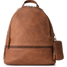 Berliner Bags Florence Vintage Deri Kadın Günlük Çantası, Su Geçirmez Küçük Sırt Çantası, Kahverengi