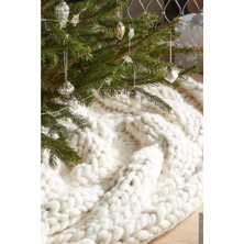 Crate & Barrel Ivory Cozy Knit Christmas Tree Skirt El Örgüsü Krem Yılbaşı Ağacı Eteği