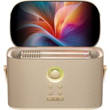 Ikarao Shell S2 Altın Taşınabilir Karaoke Makinesi 140W Çift Mikrofonlu, Bluetooth