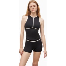 Because Of Alice Base Contrast Trim Sleeveless Zip Up Şekillendirici Fermuarlı Kadın Üst