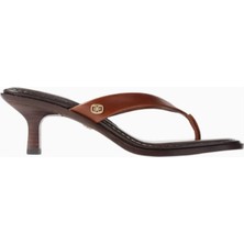 Sam Edelman Dollie 55 Koyu Kahverengi Deri, Ince Bantlı Orta Topuklu Parmak Arası Sandalet