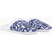 Dolce & Gabbana Casa Unisex Blu Akdeniz Desenli Terlik, Pamuklu, Yumuşak & Şık Görünüm