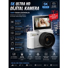 Twin Store 5k 75MP Dijital Kamera 18X Dijital Zoom, Flaşlı,3.0 Inç Ekranlı Fotoğraf Makinesi