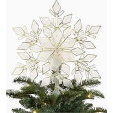 Crate & Barrel Capiz Shell Snowflake Christmas Tree Topper Yılbaşı Ağaç Süsü