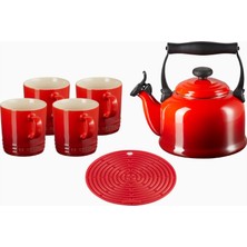 Le Creuset 6 Parça Lüks Tasarım Çay Seti Çaydanlık ve Kupalar