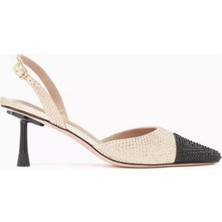 Nicoli Belize 60 Crystal Slingback Pumps, Satin-Metallic Leather, 60MM Topuk, El Işçiliği Lüks Tasarım