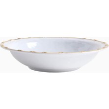 Crate & Barrel Jake Arnold Abbott Beyaz & Bambu Melamin Servis Kasesi