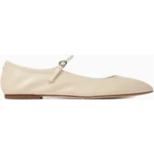 Aeyde Uma Ballet Flats, Beyaz Nappa Deri, Kare Burun, Minimalist Askılı, Lüks Italyan Tasarımı