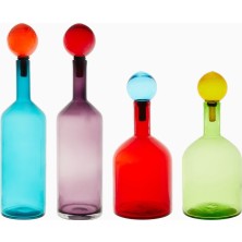 Polspotten Bubbles-Bottles 4 Parça Çok Renkli El Işçiliği Cam Sürahi Seti