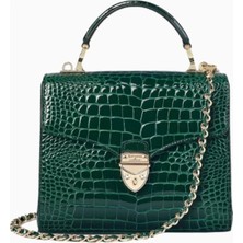 Aspinal Of London Midi Mayfair Yeşil Croc Deri Top Handle Çanta, Zamansız Şıklık