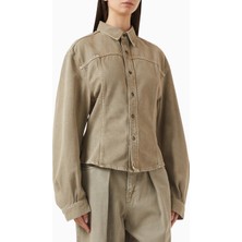 Haikure Lee Soft Shirt, Bej-Organik Pamuklu Modern Kadın Gömlek