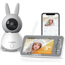 Deatti Kameralı Bebek Telsizi, 1080P Bebek Telsizi Videosu, 5" Bebek Monitörü, Kamera ve Uygulamalı