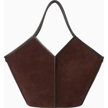 Hereu Calella Orta Boy El Yapımı, Süet ve Dana Derisi Minimalist Tote Çanta