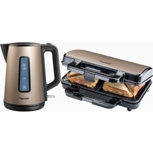 Bestron Satin Serisi Retro Su Isıtıcı ve Sandviç Tost Makinesi Seti