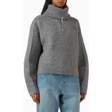Represent Polar Half-Zip Knit Sweater, Gri Lüks Yarım Fermuarlı Triko