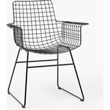 Westwing Wire Metal Kolçaklı Sandalye - Siyah, Endüstriyel Tasarım