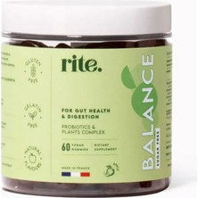 Rite Şekersiz Balance Sakızları 60 Adet, Probiyotik ve Bitki Özlü Vegan Jöle