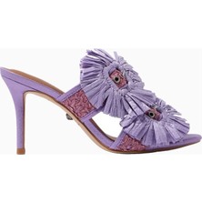 Kurt Geiger Raffia Buckle Lüks Tasarım Topuklu Sandalet
