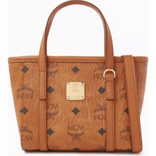 Mcm Mini Toni Alışveriş Çantası, Visetos Kaplamalı Kanvas & Deri